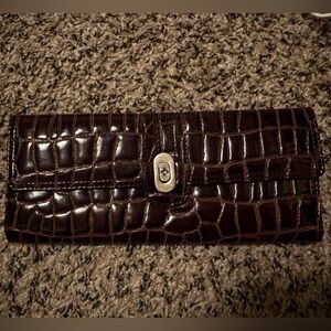Crocodile Embossed Brown Wallet